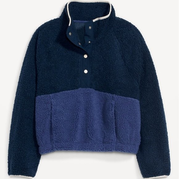 Old Navy NWT Long-Sleeve Oversized Two-Tone Sherpa Sweatshirt for Women - Picture 6 of 9